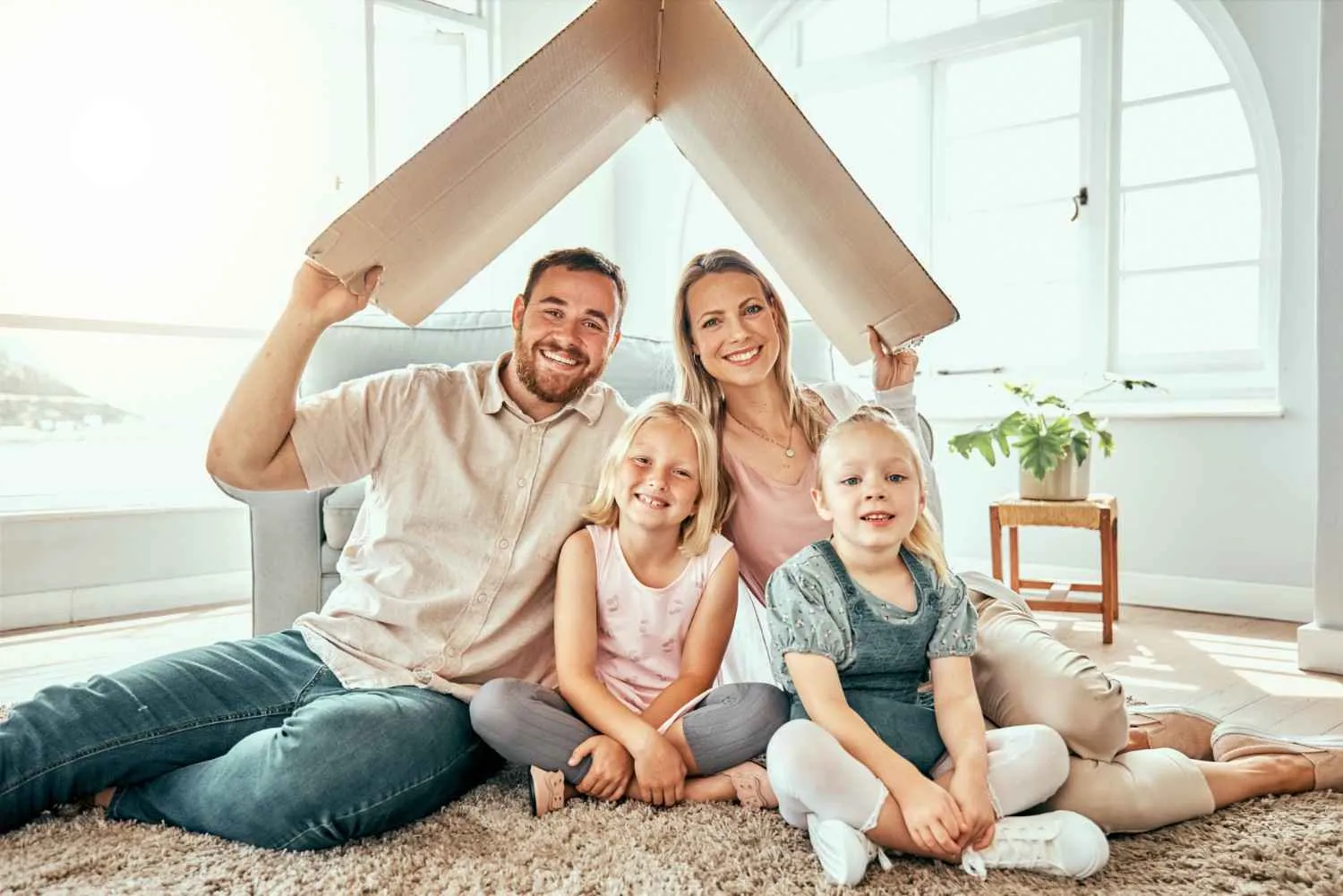 Family relaxing together at home